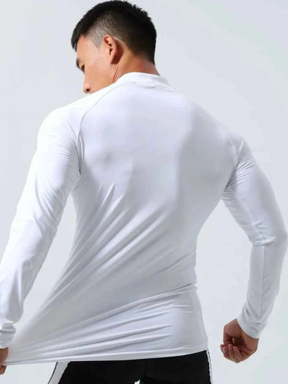 Men's Plus Size Mock Neck Long Sleeve T-Shirt