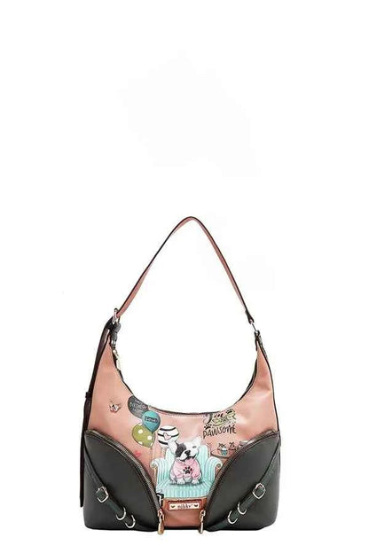 Nicole Lee USA Party King Shoulder Bag with 2 Accessory Pockets Front Apricot One Size