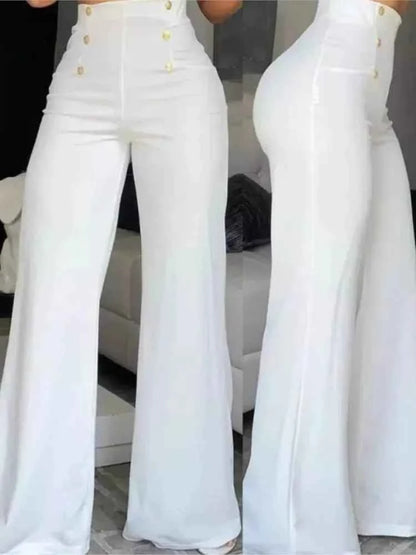 Elegant Essentials High Waist Wide Leg Pants - Top-Rated Office Fashion WHITE