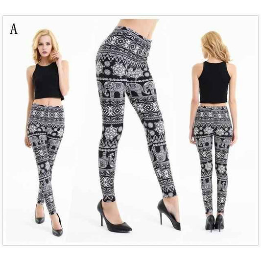 Elephant Mandala Leggings for Activewear - Polyester