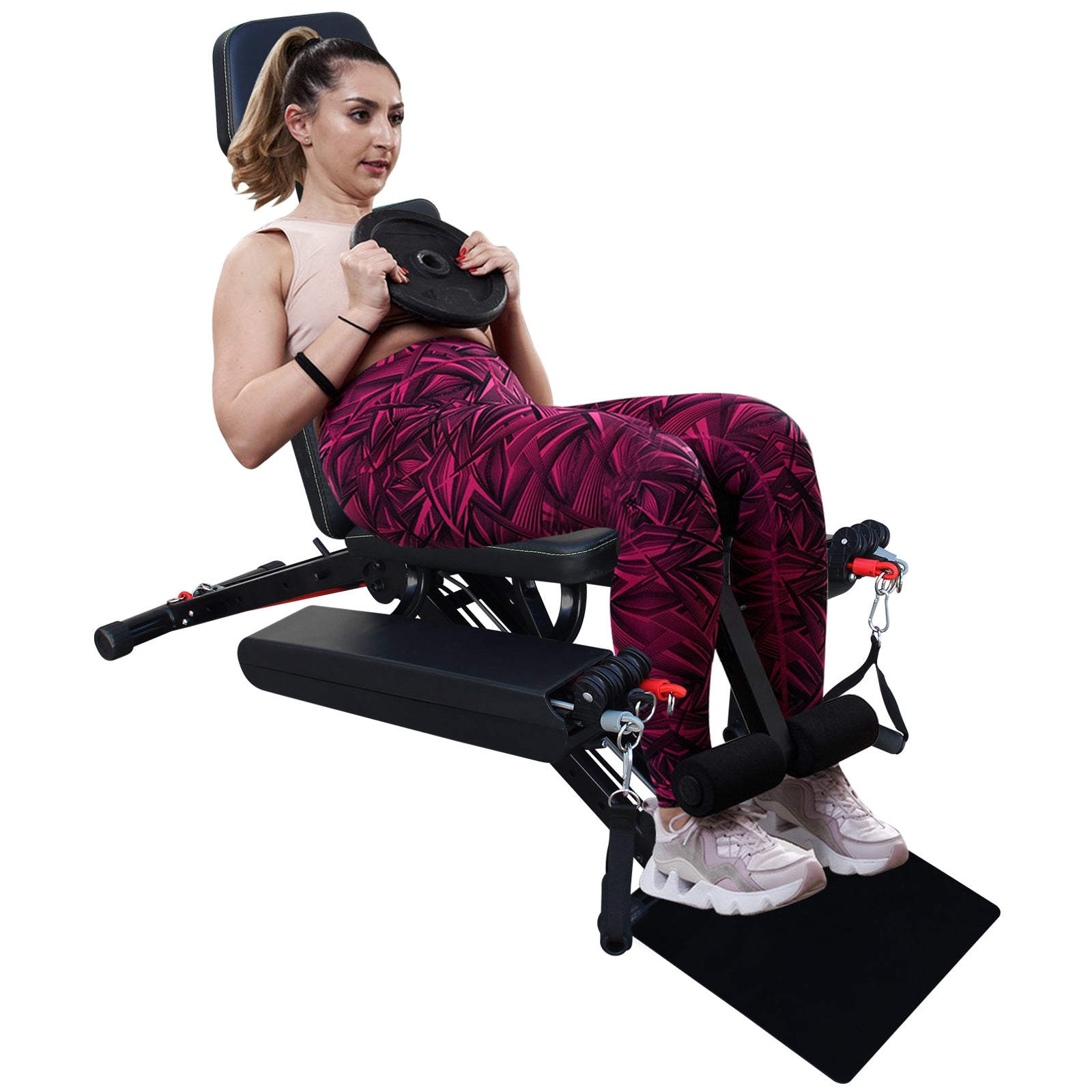 UltraLux Adjustable Workout Weight Bench Full Body Exercise with Resistance Bands Weight Lifting Sit-Ups Home Gym Workouts Weight Bench