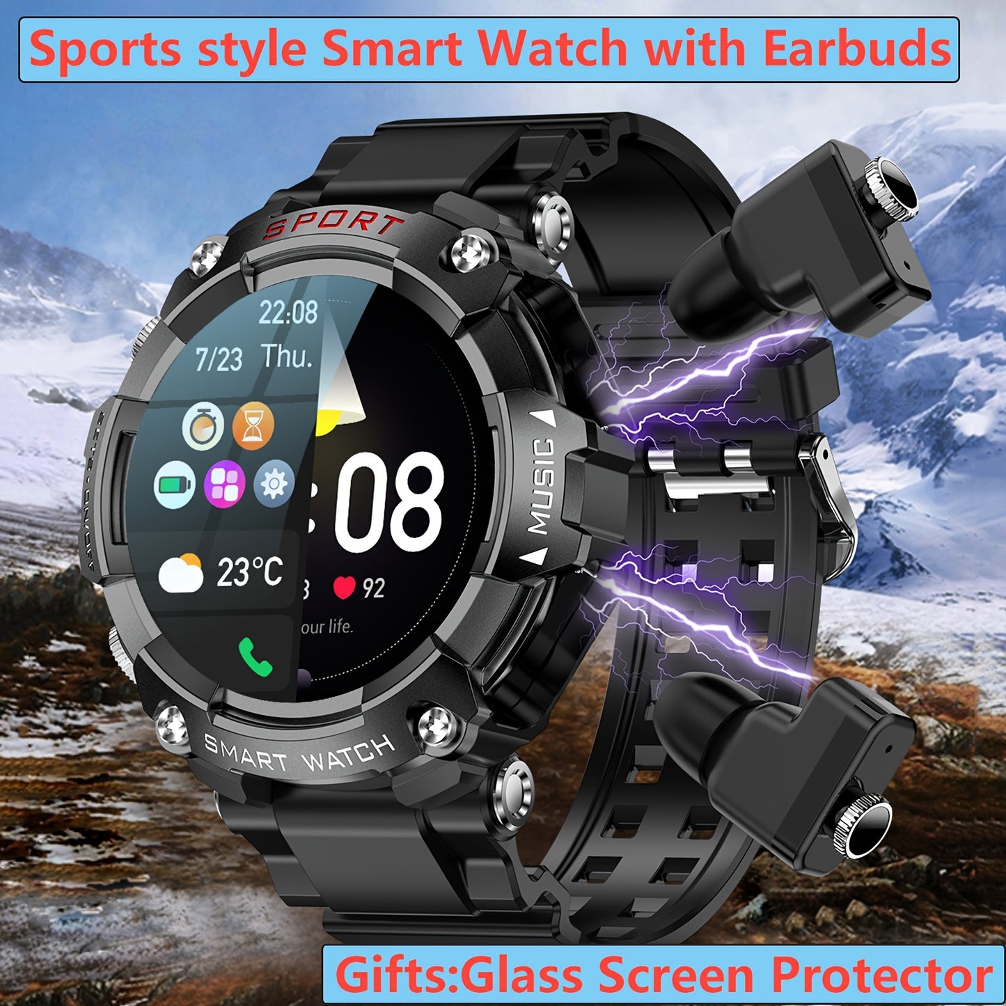 SmartFit Pro: All-in-One Smart Watch with TWS Earbuds, Fitness Tracker & MP3 Player