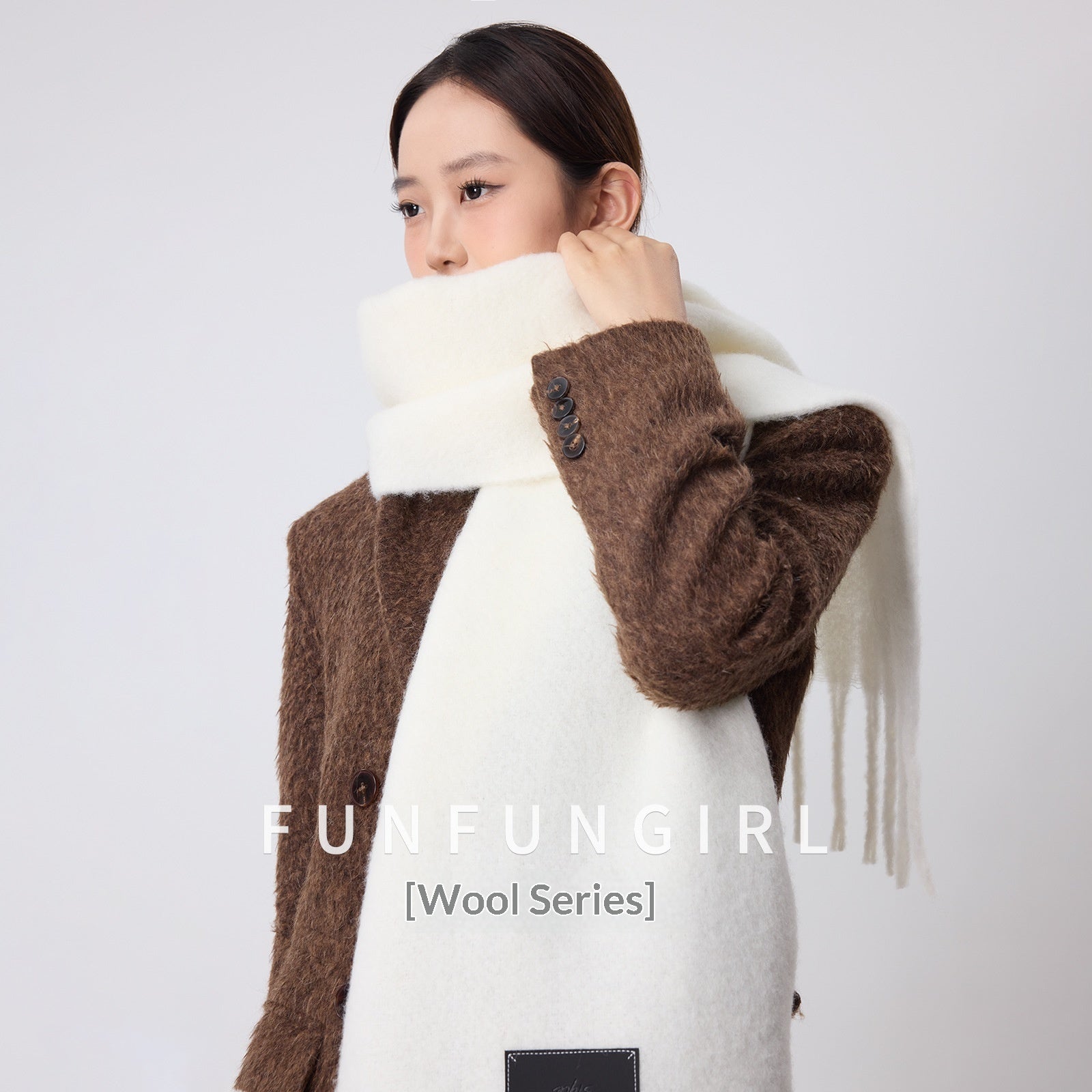 Signature Knitting Scarf Solid Color Thickened Warm Women Scarf Cold Weather Thermal Neck Wrap Casual Outfit Scarf
