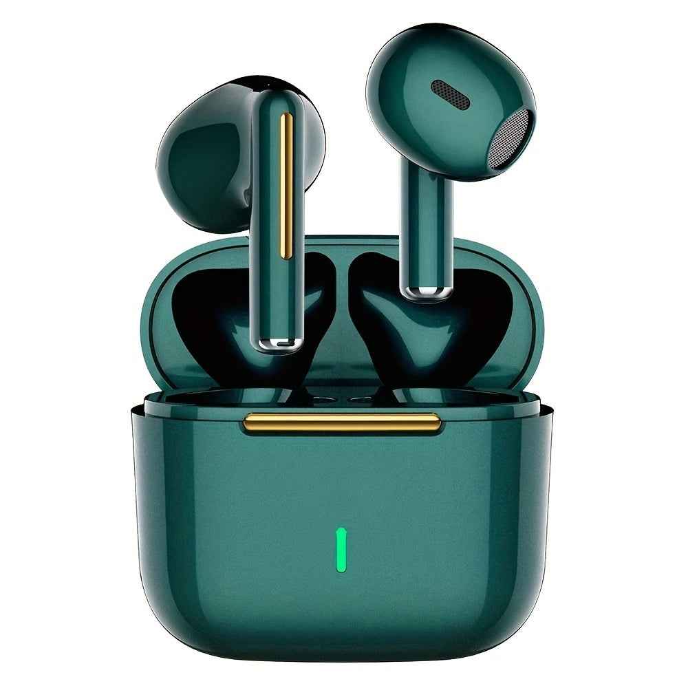 Wireless Earbuds with Volume Control, Semi-Open-Back Earphones with Condenser Microphone, Compatible with iPhone/Samsung/Android, HiFi Sound, ENC Noise Reduction, Long Battery Life, Rechargeable Lithium-Polymer, Ideal for Adu
