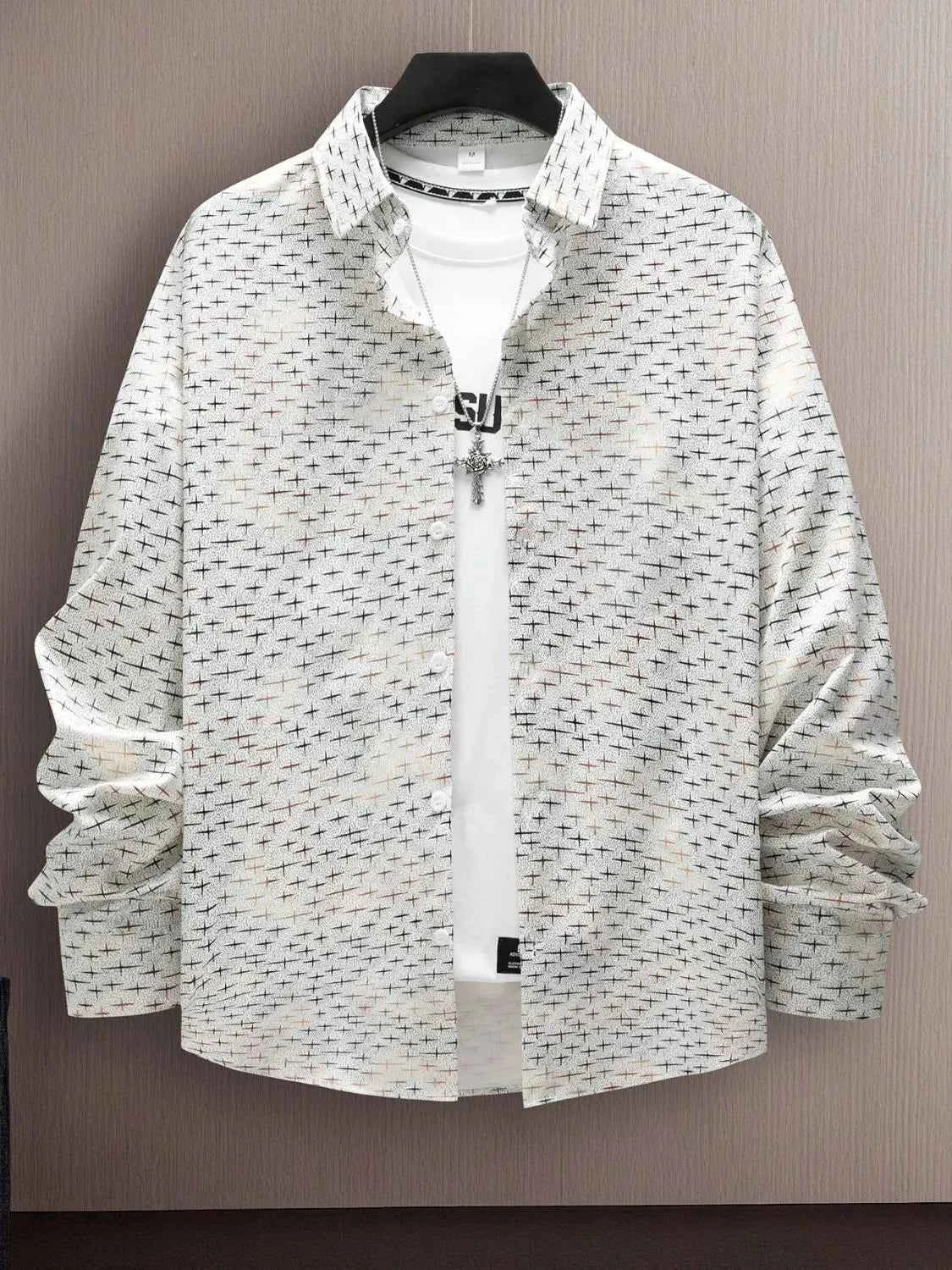 Men's Full Size Collared Neck Long Sleeve Shirt Plus Size