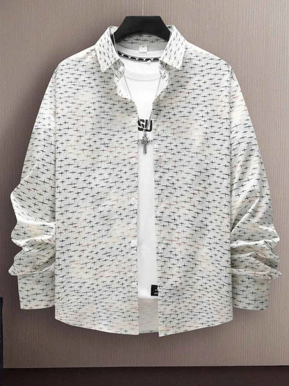 Men's Full Size Collared Neck Long Sleeve Shirt Plus Size