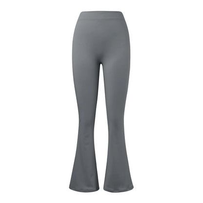 Fashion Micro Horn Leggings Women V-back Waist Sports Pants High Waist Push Up Butt Gym Pants Solid Slim Casual Leggings GRAY