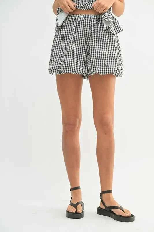 Trendsi Gingham Tube Top and Shorts Set in Black and White with Flowy Fit and Stylish Design