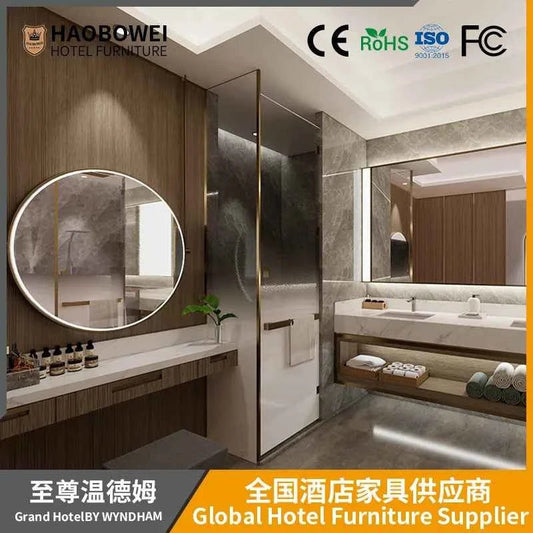 High-end custom hotel furniture standard room full design bedroom set apartment villa bed and breakfast furniture Ivory-600 800