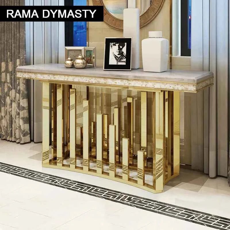 High quality Sofa Tables Golden Porch European Style Marble Nordic Living Room Door Entry stainless steel Art