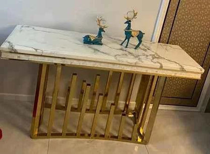 High quality Sofa Tables Golden Porch European Style Marble Nordic Living Room Door Entry stainless steel Art WHITE