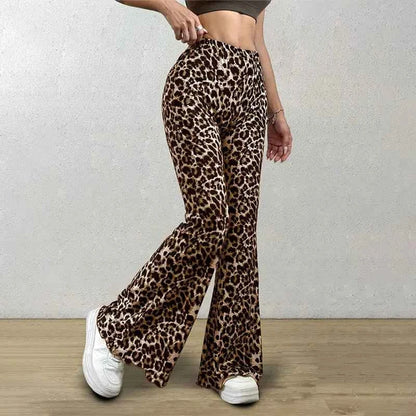 Leopard Print High Waist Flare Leggings - Slimming & Stylish for Women