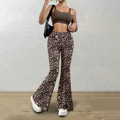 Leopard Print High Waist Flare Leggings - Slimming & Stylish for Women