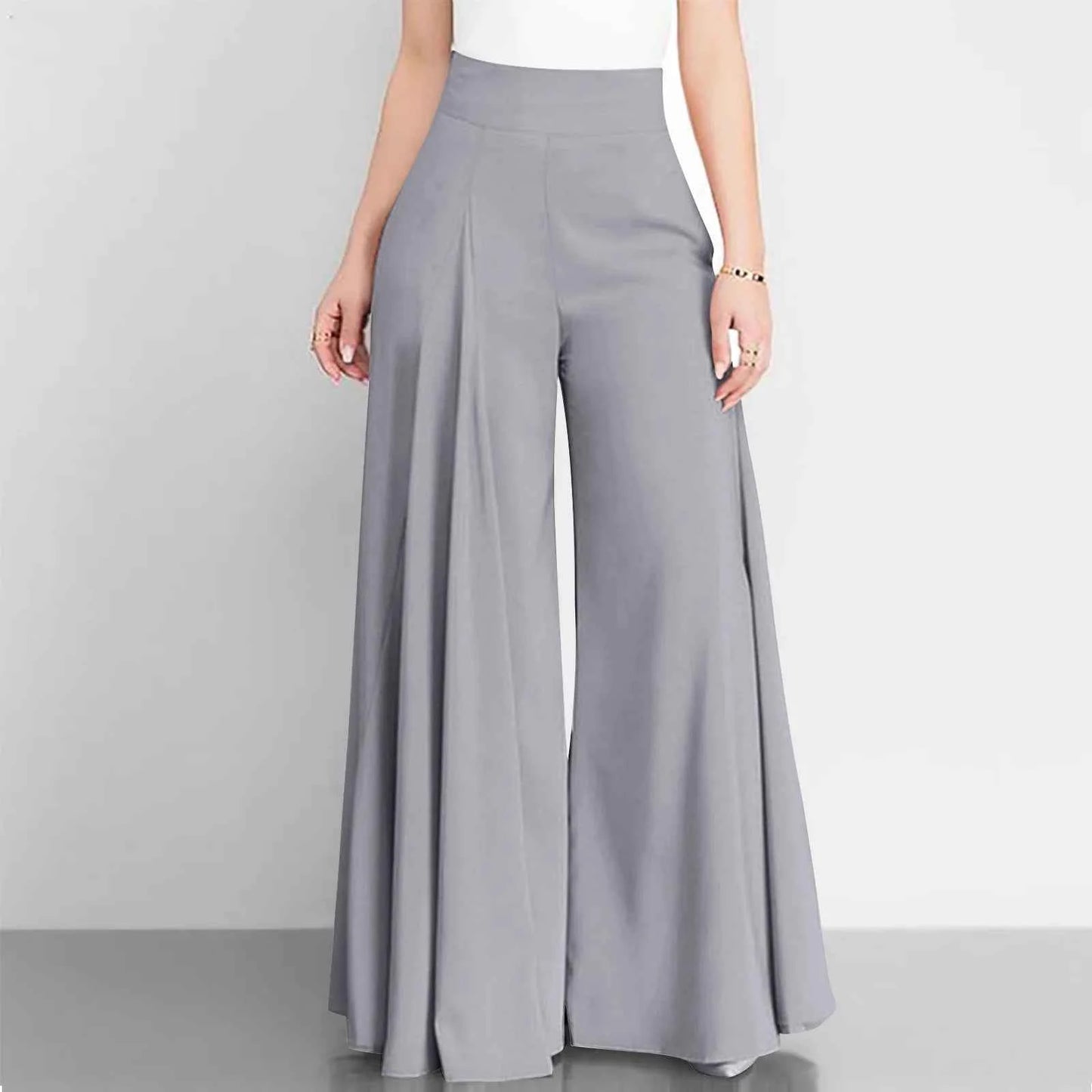 High Waist Wide Leg Pants for Effortless Style GRAY