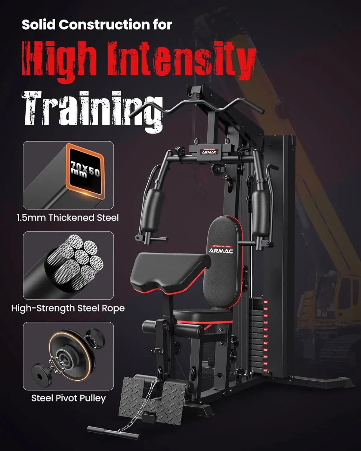 Home Gym Equipment for Leg Press, 150LBS Weight Stack Machine, Workout Station with Pulley System