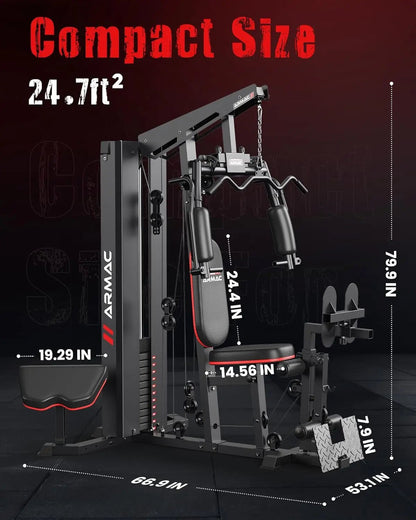 Home Gym Equipment for Leg Press, 150LBS Weight Stack Machine, Workout Station with Pulley System