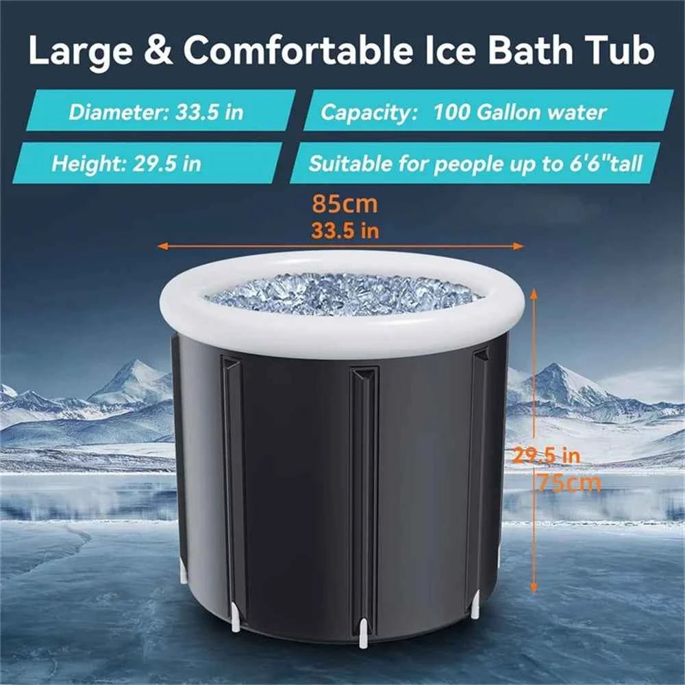 Home Ice Bath Portable Collapsible Bathtub Thicken Large Adult Inflatable Bath Bucket Outdoor Water Therapy Cold Plunge Tub