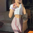Huhugirl Paisley Midi Pants - Top-Rated Skinny Trousers for Confident Street Style