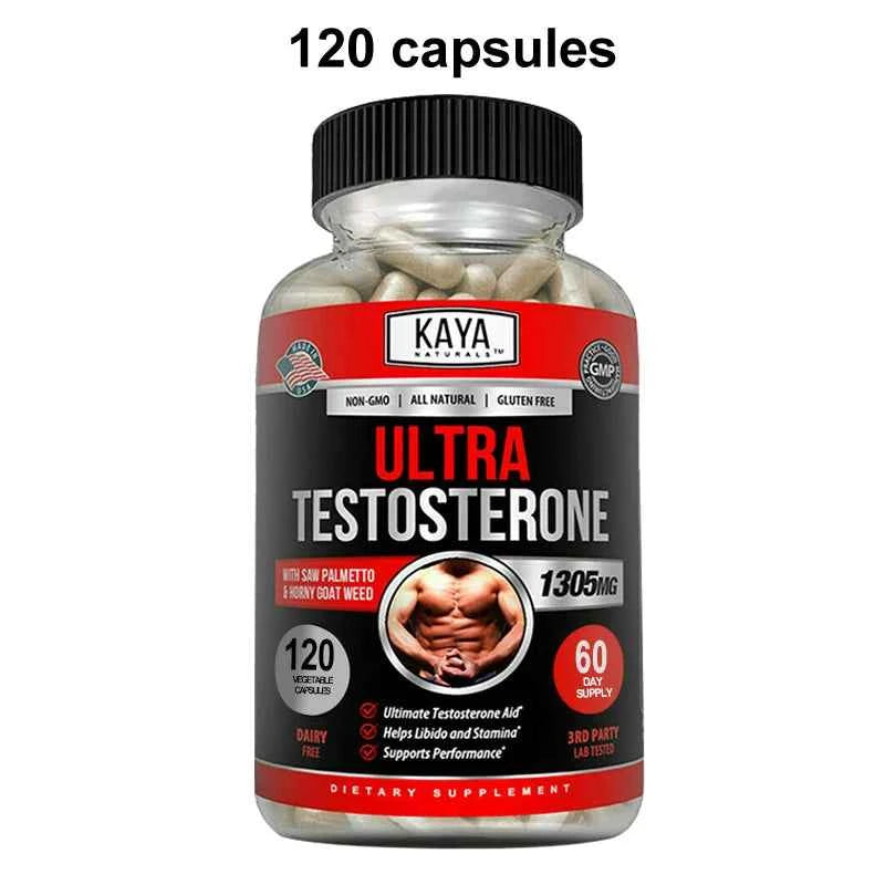 Kaya Natural Ultra Testosterone natural muscle booster supplement with 120 capsules for enhanced performance