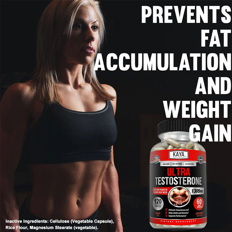Kaya Ultra Testosterone natural muscle booster supplement for weight management and fat loss.