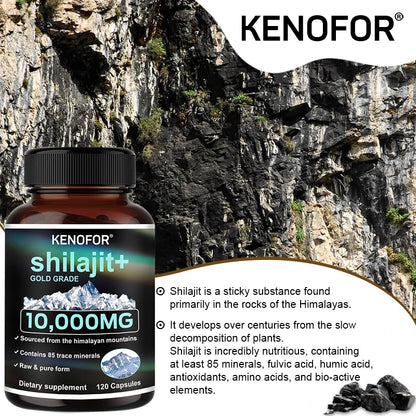 Kenofor Pure Shilajit Capsules - 10,000mg, 120 Count
