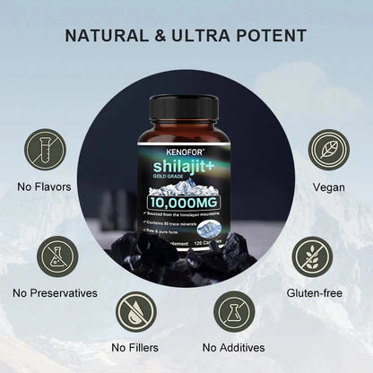 Kenofor Pure Shilajit Capsules - 10,000mg, 120 Count