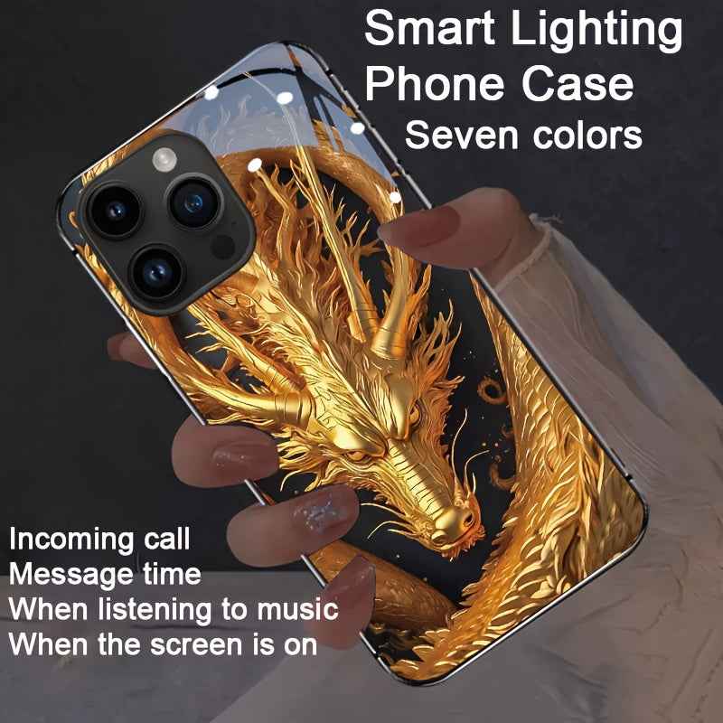 LED dragon phone case with smart lighting feature in seven vibrant colors for notifications and music
