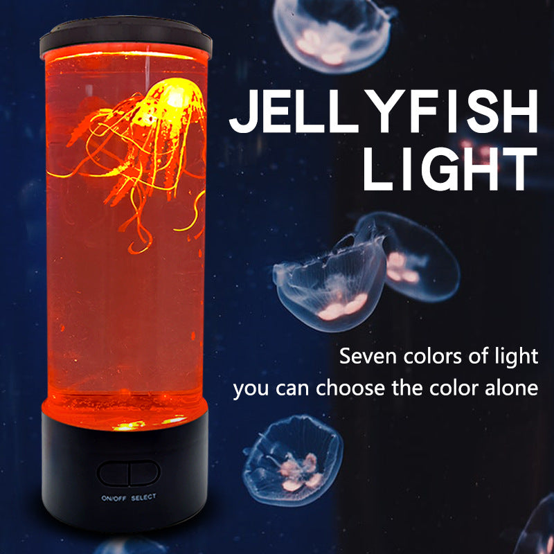 LED jellyfish night light with seven color options creating a soothing ambiance for any room