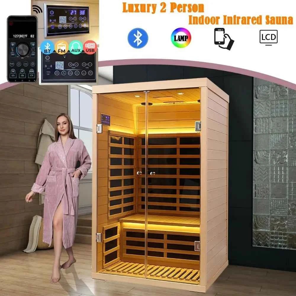 Luxury 2 Person Low EMF Far Infrared Sauna - Enhance Your Wellness Experience