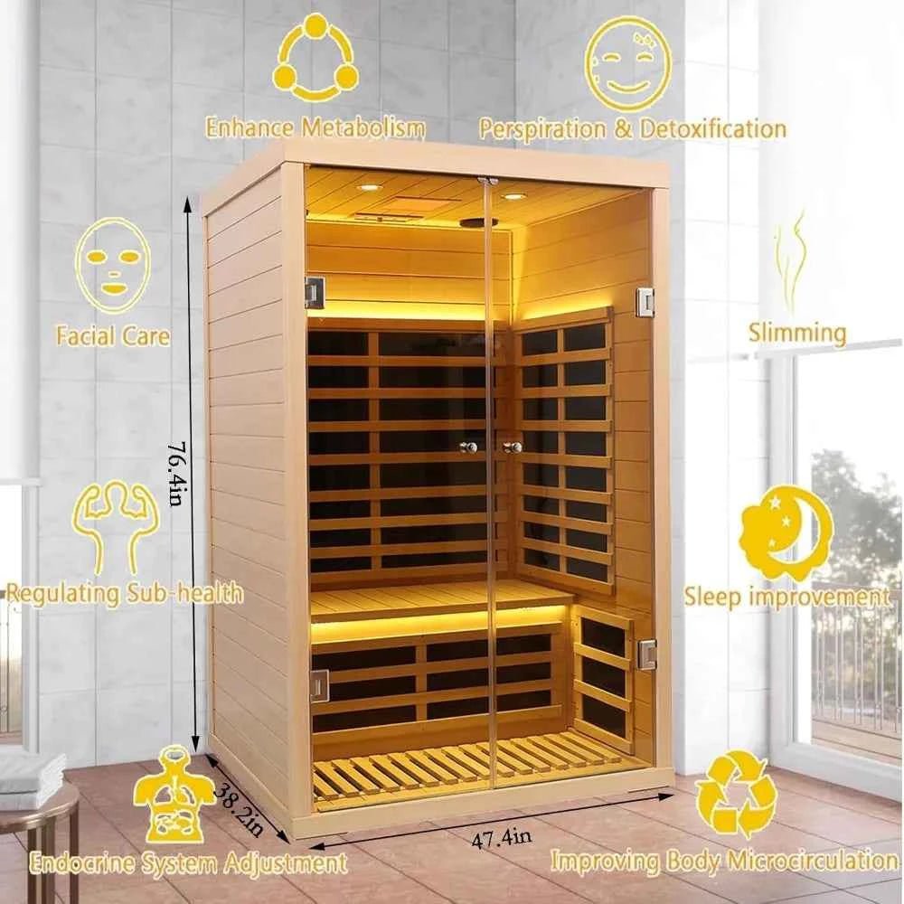 Luxury 2 Person Low EMF Far Infrared Sauna - Enhance Your Wellness Experience
