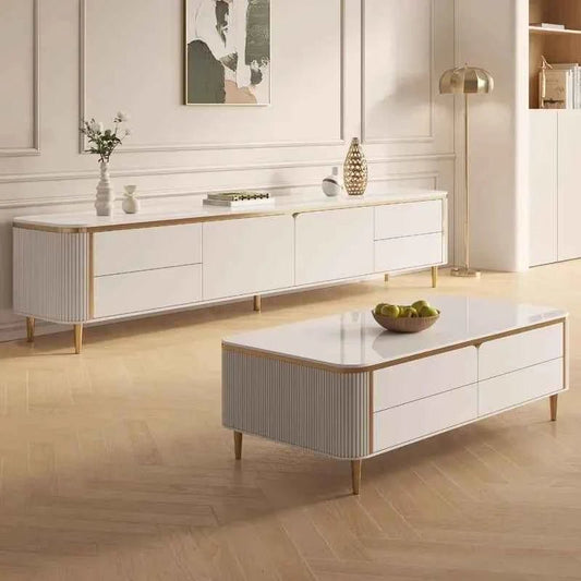 Luxury Modern Solid Wood TV Stand & Coffee Table - Perfect for Small Space Living Room Furniture