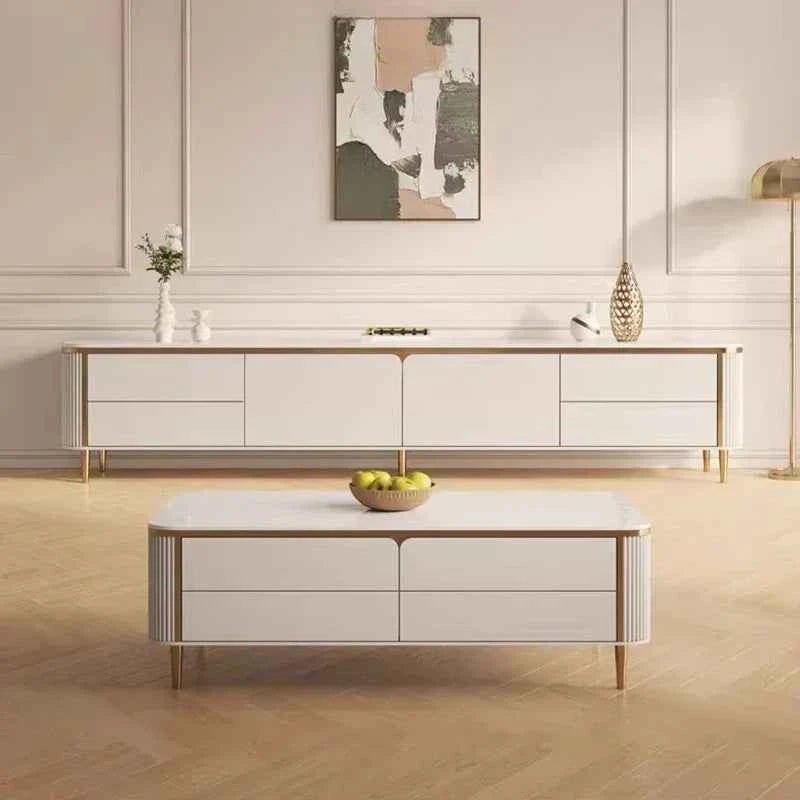 Luxury Modern Solid Wood TV Stand & Coffee Table - Perfect for Small Space Living Room Furniture
