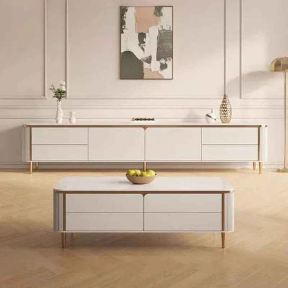Luxury Modern Solid Wood TV Stand & Coffee Table - Perfect for Small Space Living Room Furniture