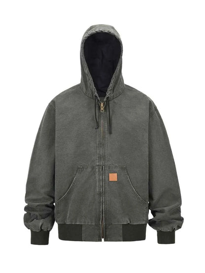 Men's Washed Hooded Jacket for Timeless Style Army Green