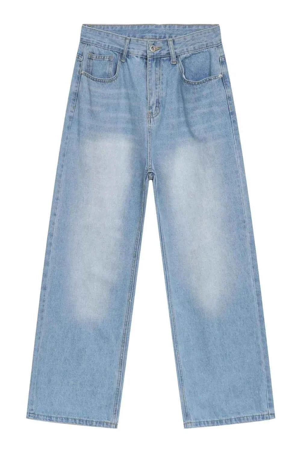 Light Blue Trendsi Men's Wide Jeans with Pockets for a Comfortable and Stylish Fit