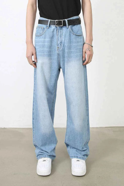 Men's Wide Jeans with Pockets - Timeless Style Light Blue