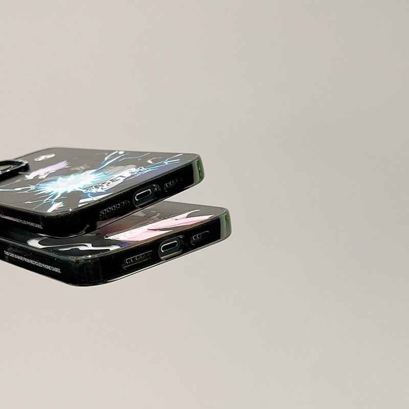 Close-up of Naruto iPhone case showing charging ports and stylish design for anime fans