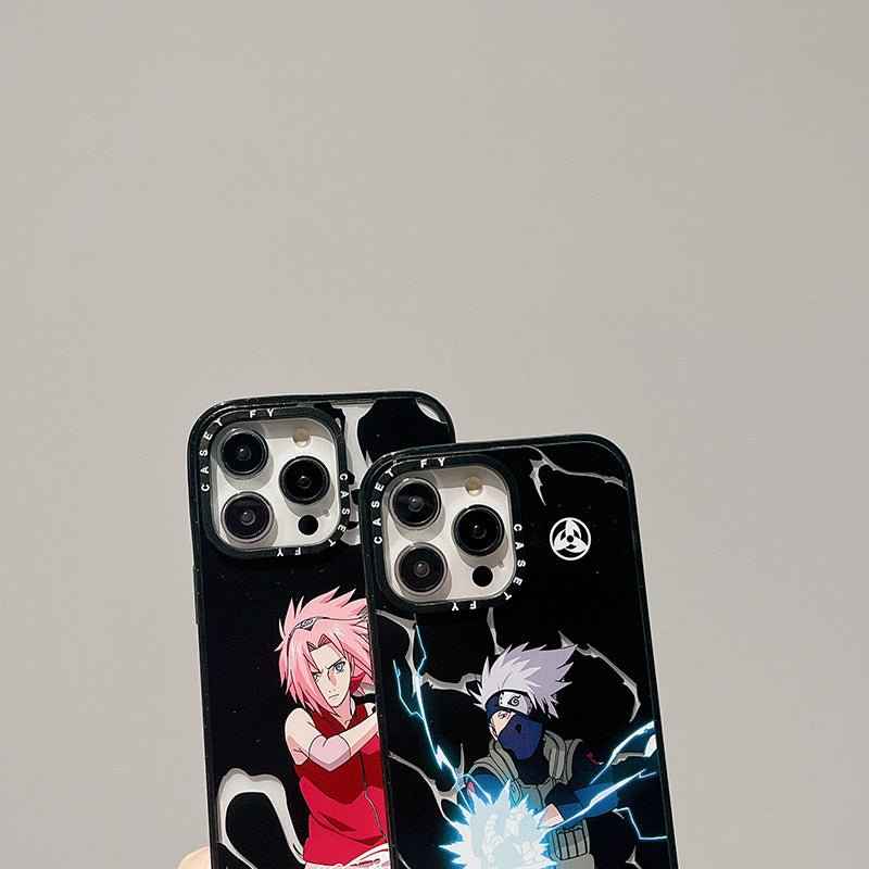 Naruto iPhone case featuring animated characters Kakashi and Sakura with vibrant colors
