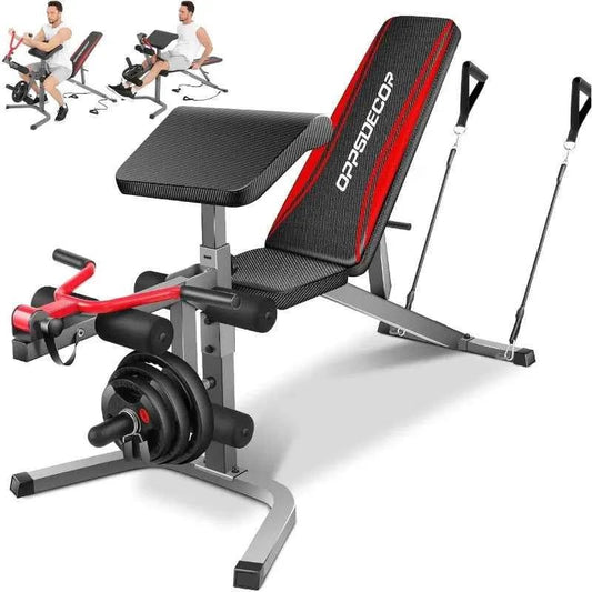 Professional Weight Bench with Leg Extension&Leg Curl&Preacher Curl,Heavy-Duty Adjustable Weight Bench Press Set Incline Decline United States