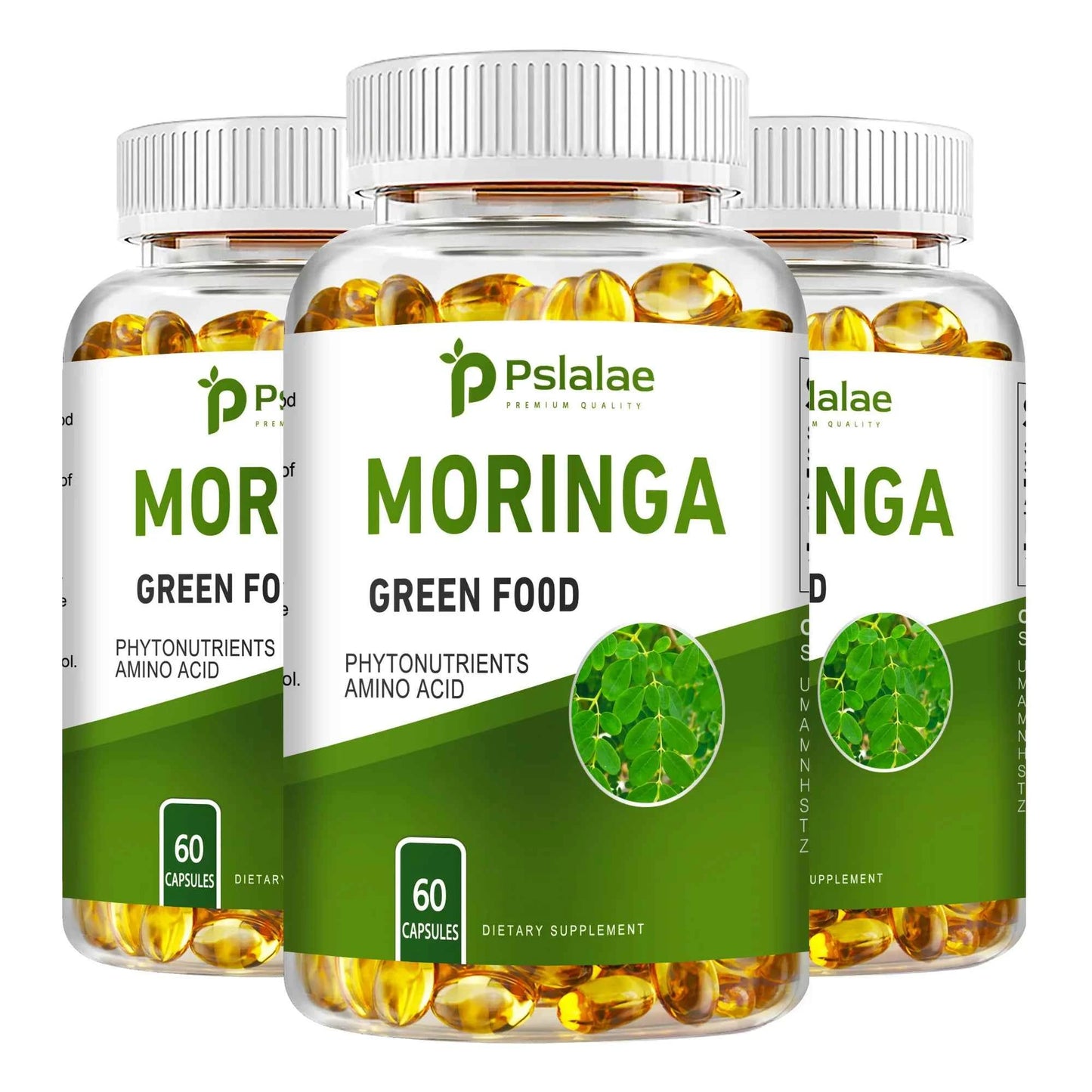 Pslalae Moringa Capsules for Digestion in a 60-count bottle packed with phytonutrients