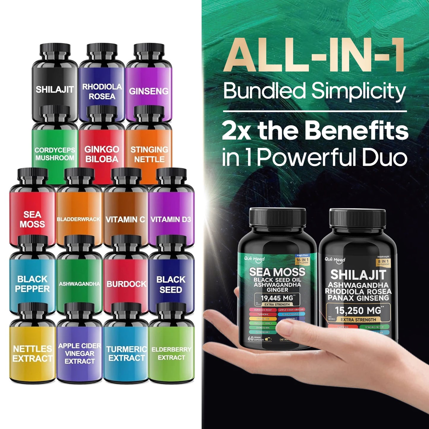 My Store Sea Moss Shilajit Bundle benefits featuring various wellness supplements for enhanced health.