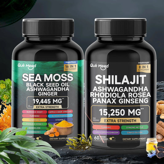 Sea Moss and Shilajit Bundle Supplement highlighting sea moss shilajit bundle benefits with natural ingredients