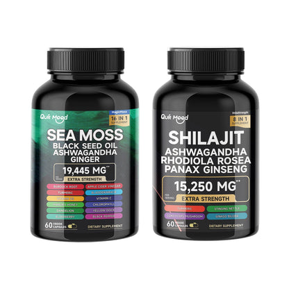 Sea Moss Shilajit Bundle Benefits Supplement - Premium 120 Capsules 1 Bundle United States