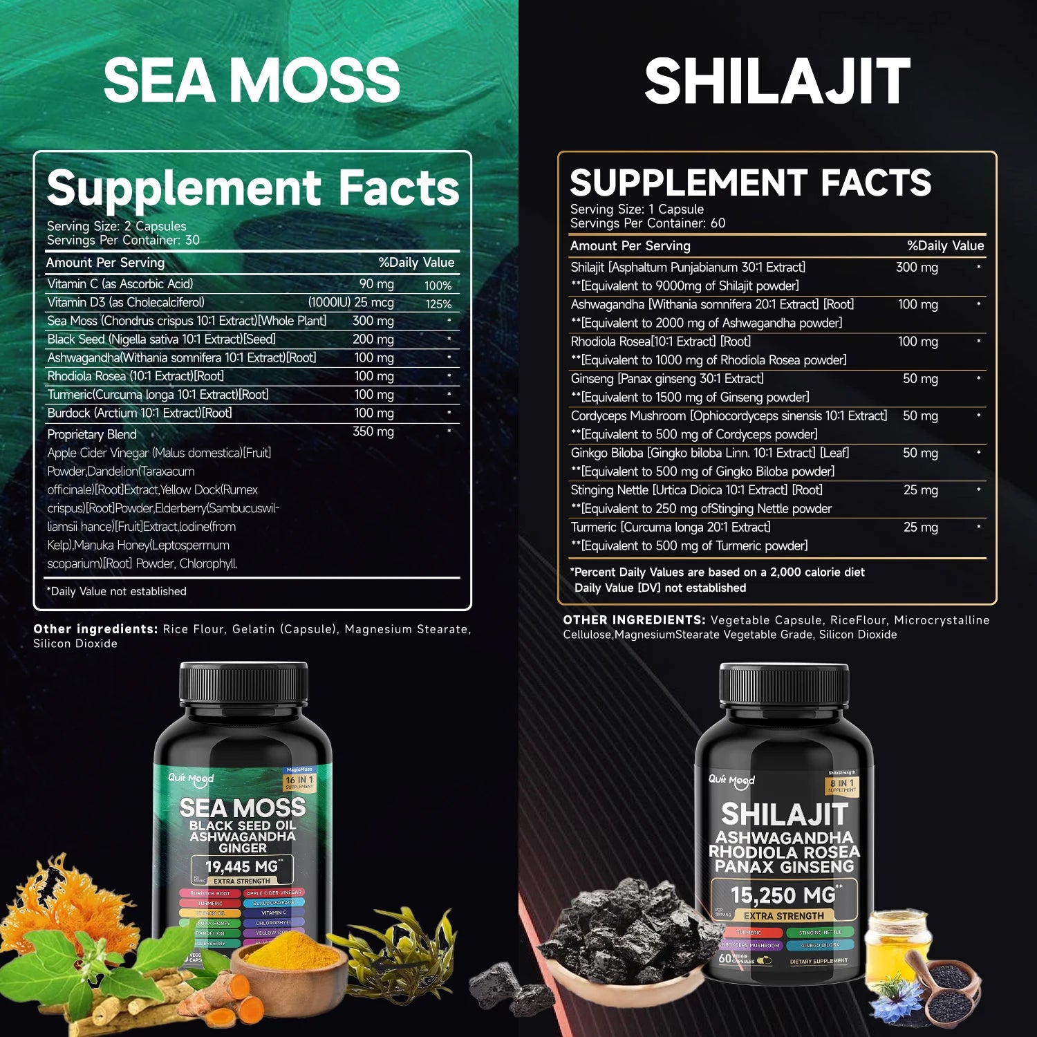 Sea Moss and Shilajit Bundle Benefits Supplement Facts for Health and Wellness Support