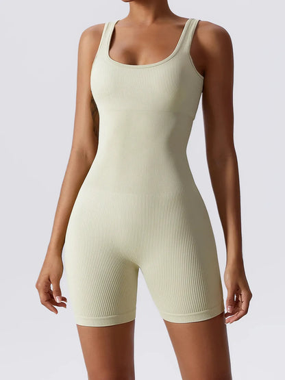 Ribbed Sleeveless Romper for Stylish Comfort Cream