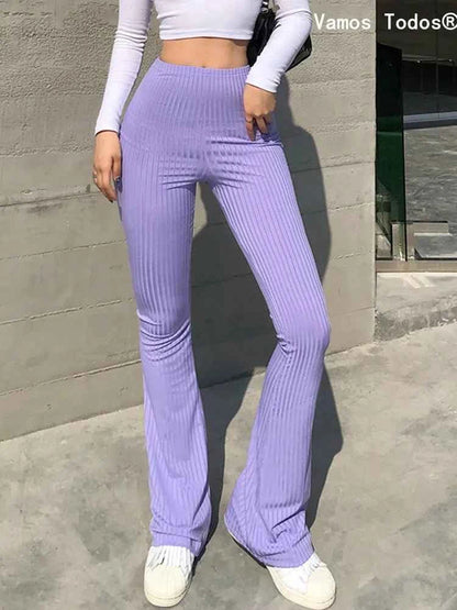 Slim High Waist Bell Bottom Capris - Top-Rated Y2K Flare Tights for Confident Streetwear Style