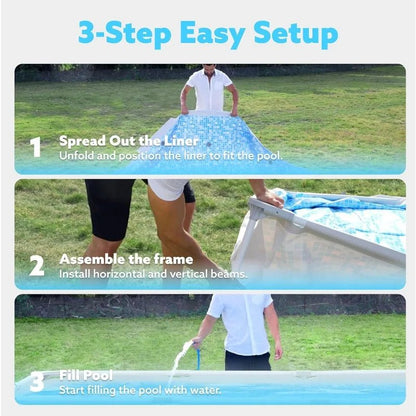 SLOOSH Rectangular Above Ground Pool - 10ft x 7ft x 30inch Outdoor Frame Above Ground Swimming Pool Set Kiddie Pool for Kids