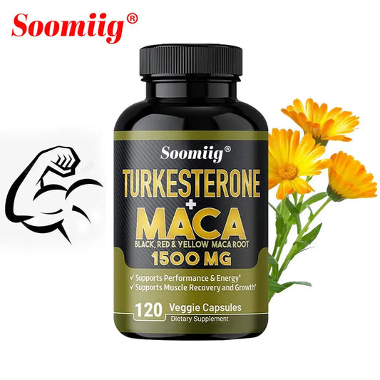Soomiig Turkesterone and Maca 1500 MG Men's Performance Supplements in Veggie Capsules for Energy and Recovery