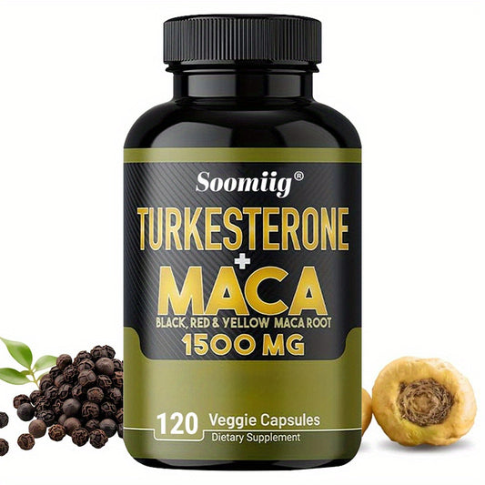 Soomiig Turkesterone supplement 1000mg with maca root in 120 veggie capsules for dietary support