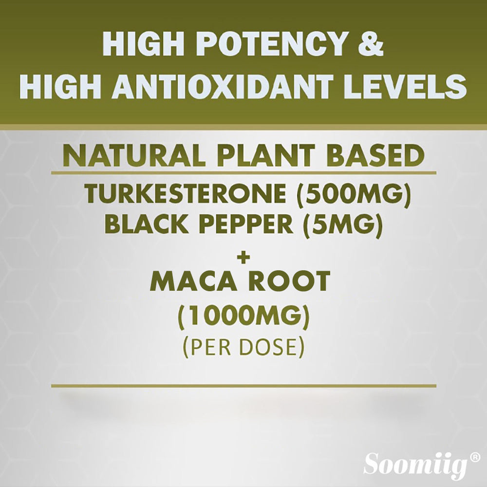 Turkesterone supplement 1000mg with black pepper and maca root for high potency and antioxidants
